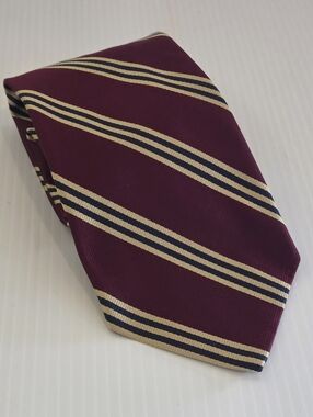 BROOKS BROTHERS 346 Pure Silk Men’s Neck Tie Burgundy Gold Striped USA 3.75"x57”